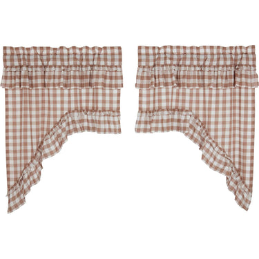 Annie Buffalo Portabella Check Ruffled Swag Set of 2 36x36x16 VHC Brands - The Fox Decor
